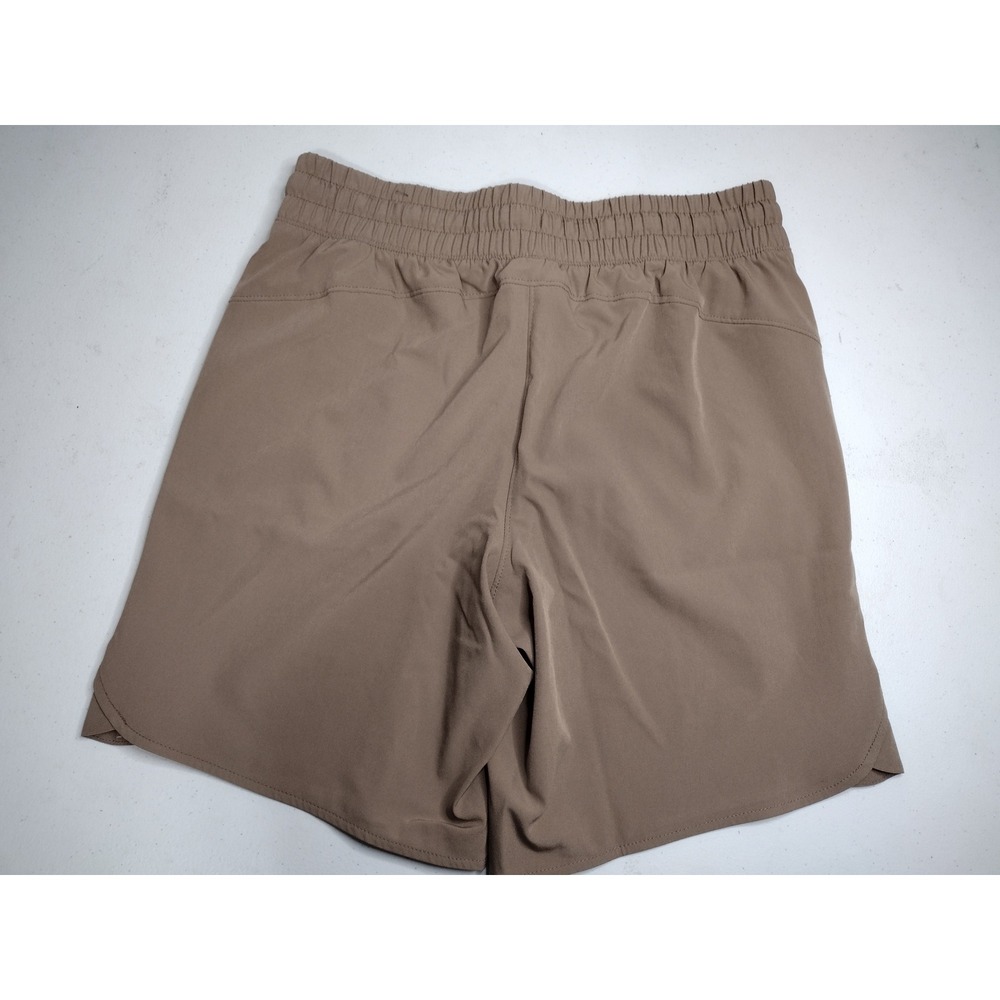 Tek Gear Mens Small Taupe Brown Athletic Shorts Elastic Waist Zip Pockets - Picture 2 of 4